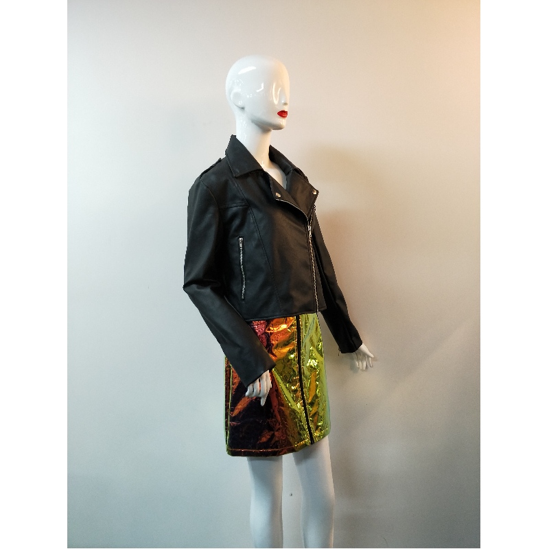 SCHWARZE PU BIKERJACKE RLWPJ0010N