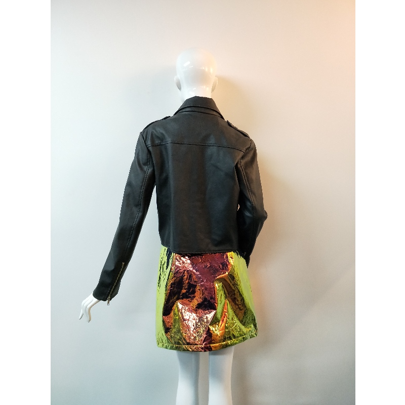 SCHWARZE PU BIKERJACKE RLWPJ0010N