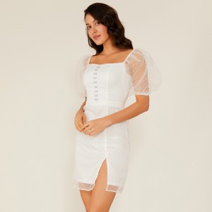 Oem Summer White Lace Chiffon Dot Kleidungsstil Boho Vintage Elegante Kleider