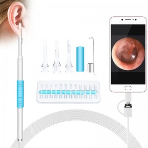 Otoscope 3 in 1 Endoskop-Inspektions-Ohrenschmalz-Entferner 720P Wasserdichte Kamera mit 6 einstellbaren LEDs Kompatibel mit Android und iOS