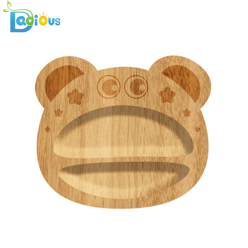 Neue Produkte Bamboo Feeding Set Baby Teller und Schalen Durable Bamboo Suction Plate Divided Wood Baby Plate