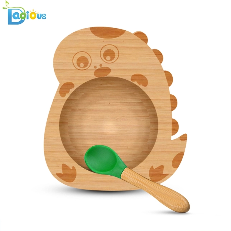 Neue Produkte Bamboo Feeding Set Baby Teller und Schalen Durable Bamboo Suction Plate Divided Wood Baby Plate