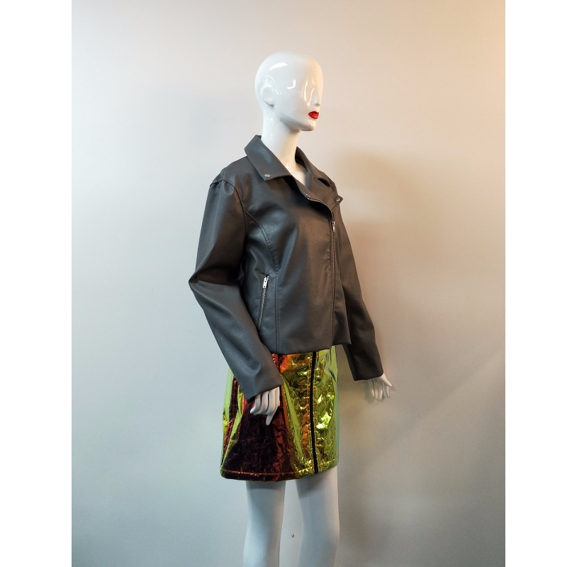SCHWARZE PU BIKERJACKE RLWPJ0014N