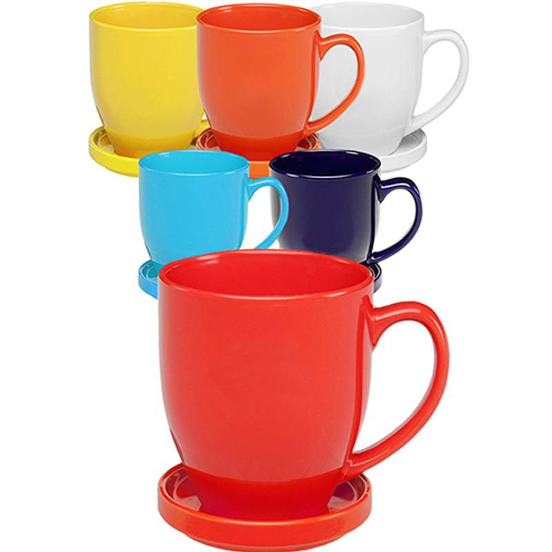 Custom viele Farben haltbar Porzellan Kaffeetasse und Untertasse