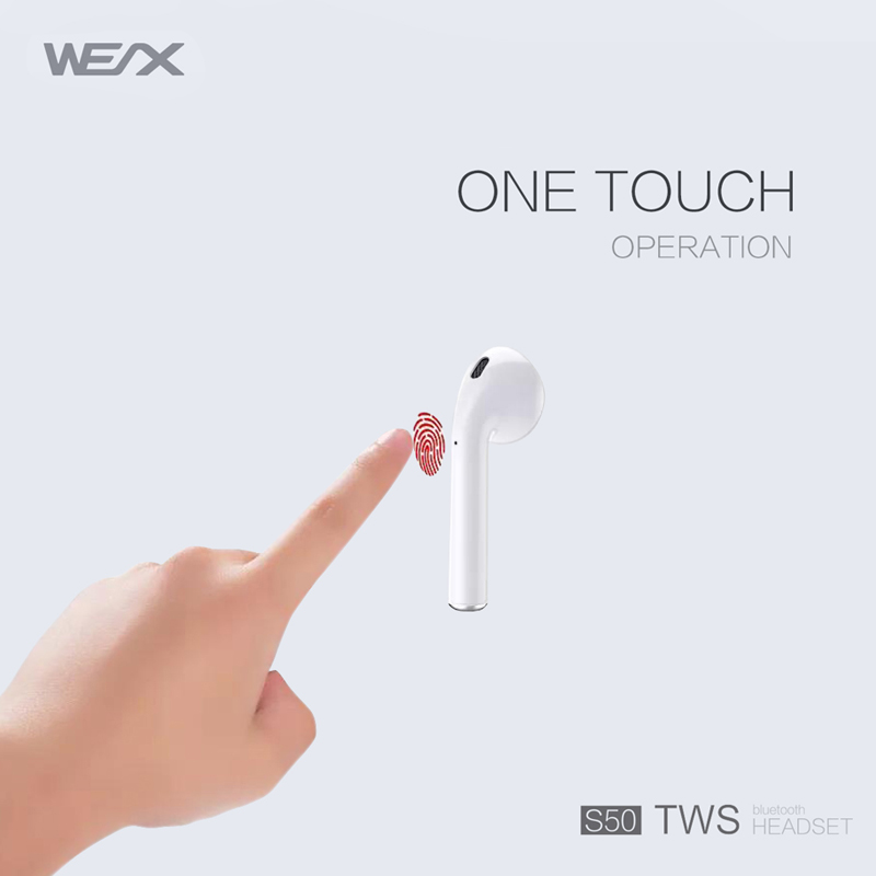 WEX S50 Wireless Ohrhörer, echtes drahtloses Stereo -Headset, Bluetooth 5.0 Ohrhörer