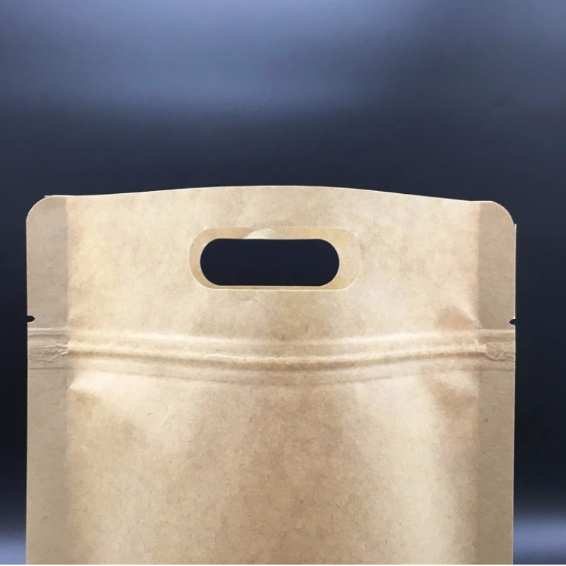 Kraftpapier Stand Up Pouch mit Ziplock und dem geschnittenen Griff für Nüsse und andere Trockenfrüchte