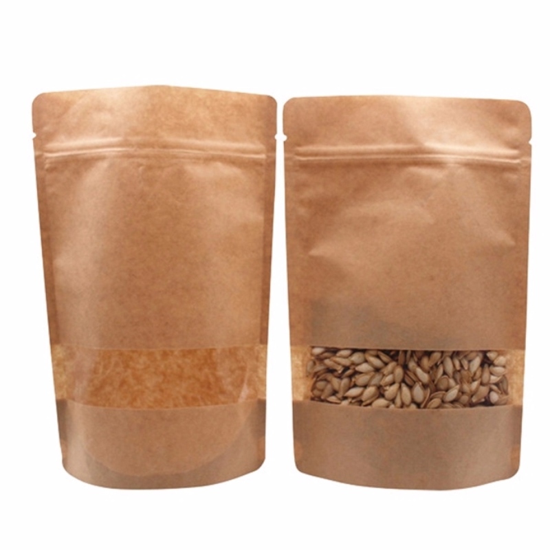 Papierbeutel aus Kraft und Kunststoff mit Klarfenster für Samen, Bohnen und Zucker