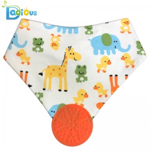 Neueste Design BPA frei Lätzchen Chew Bandana Baumwolle Beißring Bandana Lätzchen Baby Lätzchen für Sabbern und Zahnen