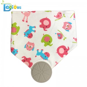 Neueste Design BPA frei Lätzchen Chew Bandana Baumwolle Beißring Bandana Lätzchen Baby Lätzchen für Sabbern und Zahnen