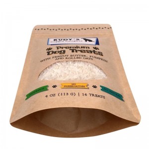 Stehbeutel aus laminiertem Kraftpapier mit Reißverschluss und Sichtfenster für Hundefutter