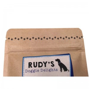 Stehbeutel aus laminiertem Kraftpapier mit Reißverschluss und Sichtfenster für Hundefutter
