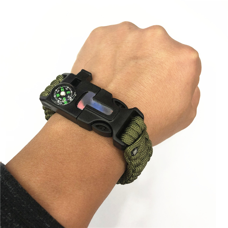 Outdoor multifunktionale kreative Überleben Notfalluhr Sicherheit Seil gewebt Thermometer Armband