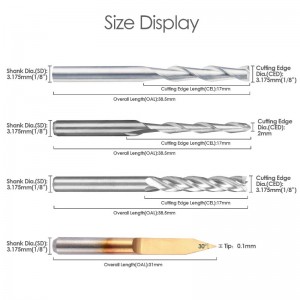 Schaftfräser-Kombinationskit-Set CNC-Fräser-Bits Cutter Cutting Milling Tool (4-fach, je 10 Stück) Einschließlich Flach- / Kugelfräser, V-förmige 30-Grad-Gravur-Bits und 4-Flöten-Schaftfräser