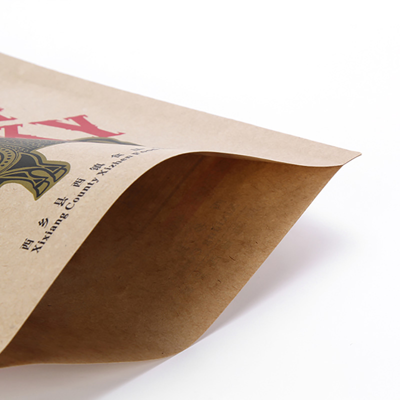 Kundenspezifisch bedruckter, biologisch abbaubarer, laminierter Kunststoff, heißversiegelt, 3-seitig versiegelt, Packsack aus braunem Kraftpapier mit ruckartigem Rindfleisch