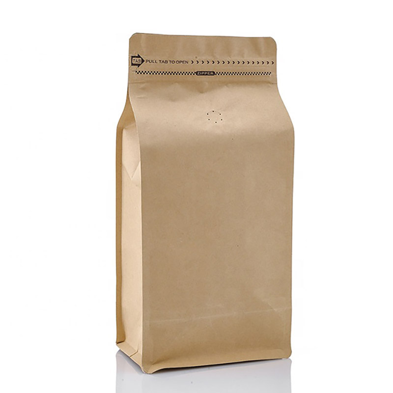 Hochwertige 100 g 250 g 500 g 1 kg flache Unterseite braune Kraftpapier-Kaffeebohnensäcke mit Ventil und Reißverschluss