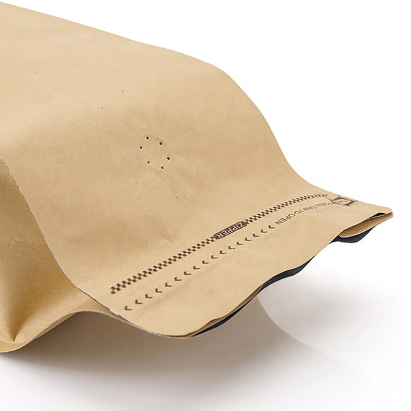 Hochwertige 100 g 250 g 500 g 1 kg flache Unterseite braune Kraftpapier-Kaffeebohnensäcke mit Ventil und Reißverschluss