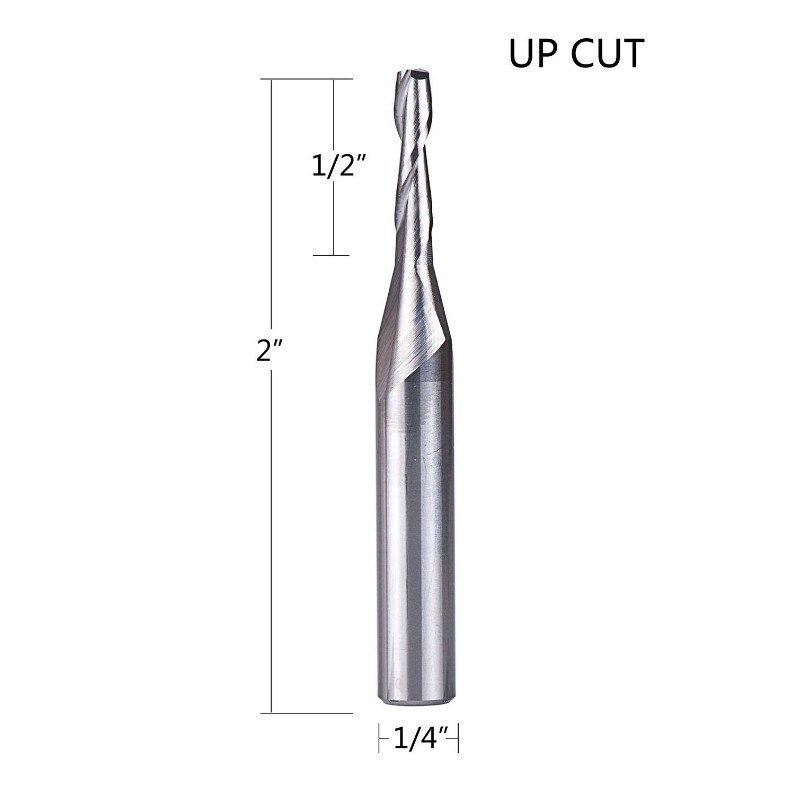 Spiralfräser mit 1/8 Zoll Schnittdurchmesser, 1/4 Zoll Schaft HRC55 Vollhartmetall-Schaftfräser für den Holzschnitt, Carving