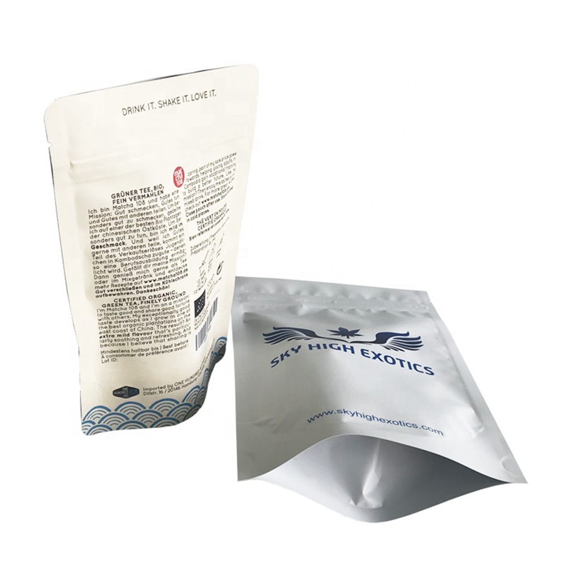 Aluminiumfolie Stand up Pouch für grüner Tee Pulver Plastiktüte mit Reißverschluss günstigen Preis Taschen