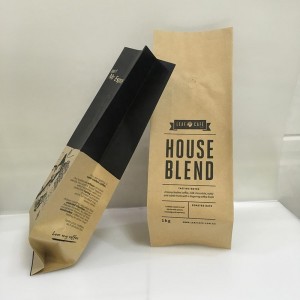 Benutzerdefinierte Druck Heißsiegel Kraftpapier Kaffeebohne Verpackung Papiertüten mit Ventil