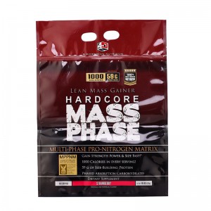 Hersteller 1 kg Flat Bottom Protein Supplements Beuteltasche mit durchsichtigem Fenster, quadratischer Boden, Beuteltasche mit Reißverschluss oben