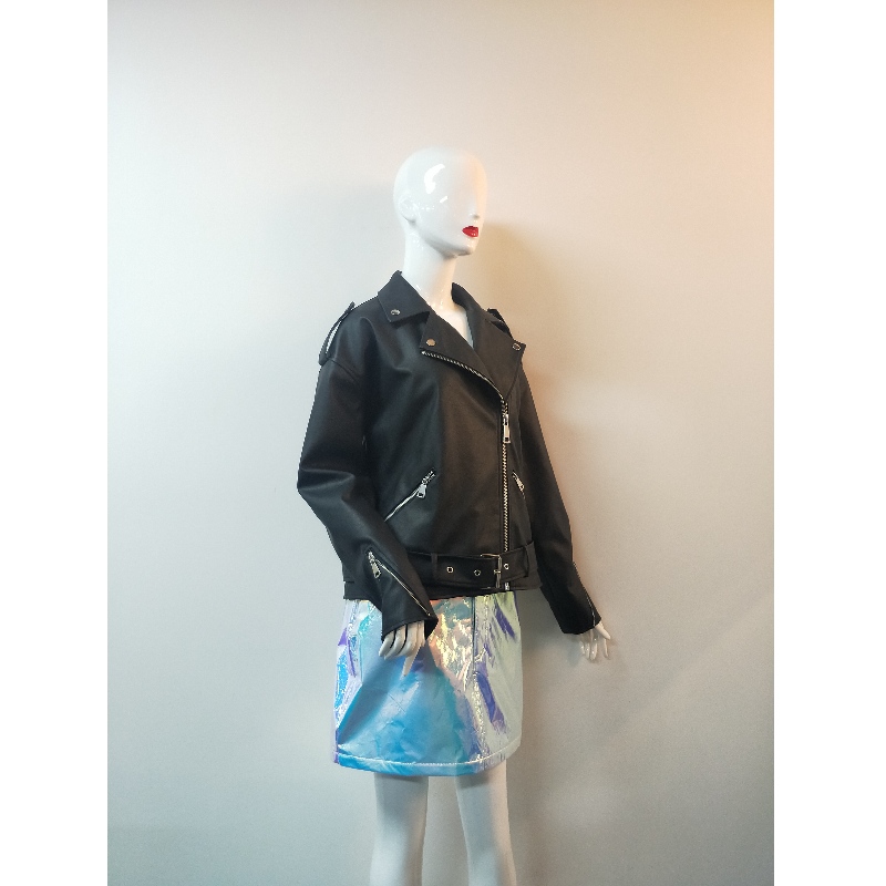 SCHWARZE BIKER PU JACKE RLWPJ0020N