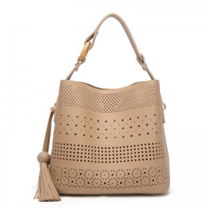 Großhandel aushöhlen Single Layer PU-Leder-Einkaufstasche mit Quasten