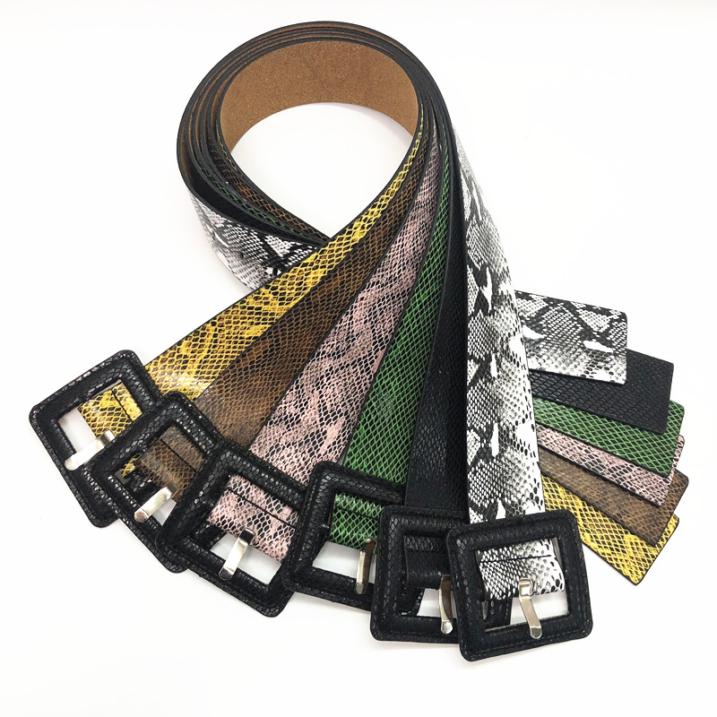 HD0827 - Bunter Ledergürtel mit Schlangenhaut, Luxus-Schnallenstift, Frauen, PU-Gürtel, Mantel, Kummerbund, Korsettgürtel, Damen, Showkleid, Gürtel