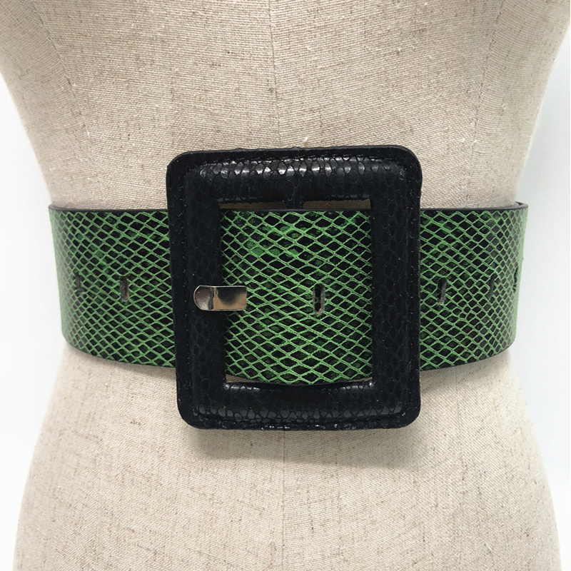HD0827 - Bunter Ledergürtel mit Schlangenhaut, Luxus-Schnallenstift, Frauen, PU-Gürtel, Mantel, Kummerbund, Korsettgürtel, Damen, Showkleid, Gürtel