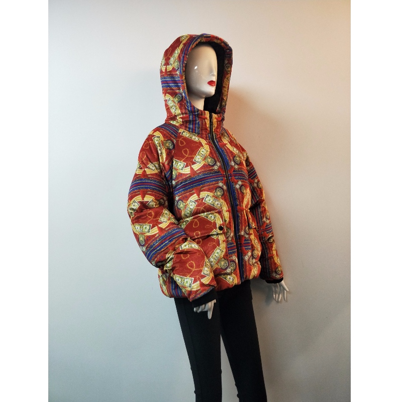 DAMEN FARBIGER GEDRUCKTER PUFFERMANTEL RLWC0002