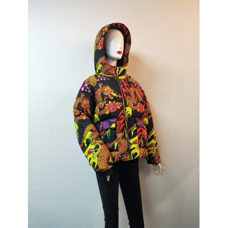 DAMEN-DRACHEN-DRUCK-PUFFER-MANTEL RLWPC0004