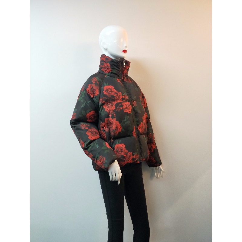 DAMEN-BLUMENDRUCK-PUFFER-MANTEL RLWPC0007