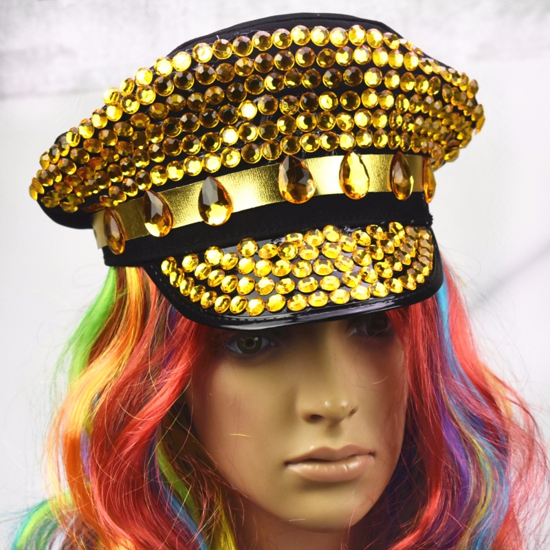Brasilianischer Karneval handgemachte Bohrer-Hüte gelber Acrylbohrer-Partei-Hüte Lyjenny Festival-Hut Lyjenny nach Maß en gros
