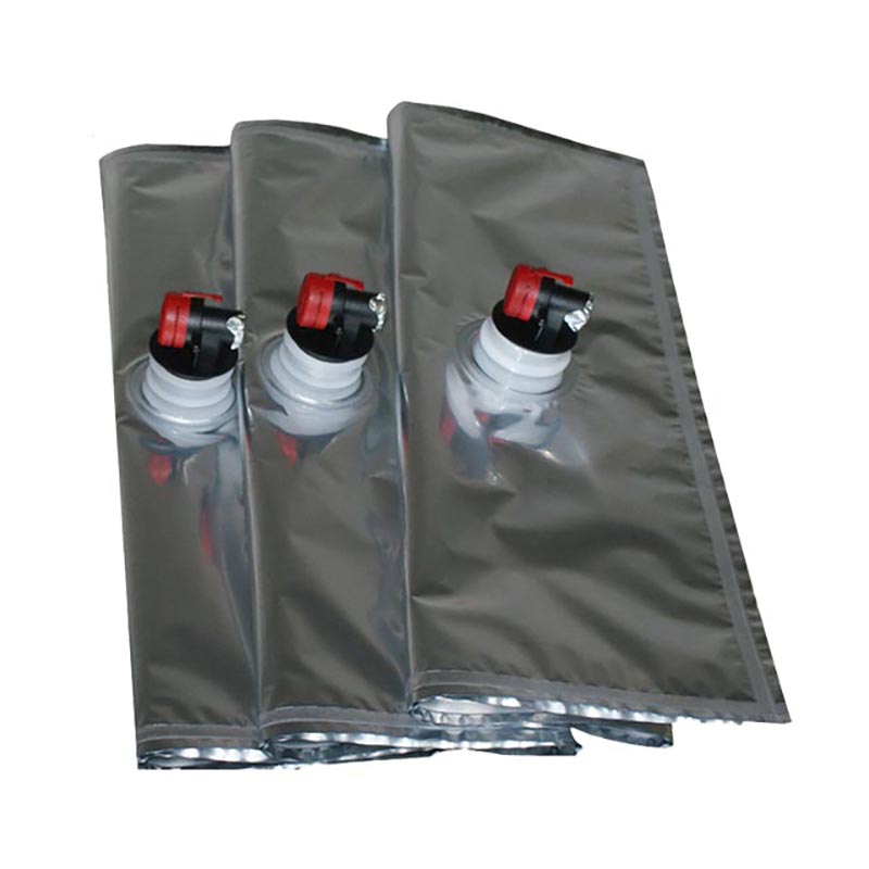 Recyclebare flüssige Verpackungs-Plastikspeicher-Wein-Tasche der Aluminiumfolie-3L im Kasten mit Tüllen-Hahn