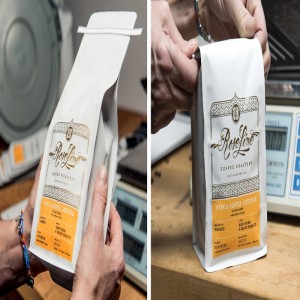 Individuell bedruckter Kaffeebeutel mit flachem Boden und Alufolienbeutel für die Kaffeeverpackung