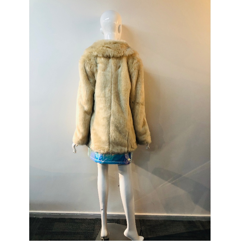 DAMEN BEIGE PELZ MANTEL RLWF0004