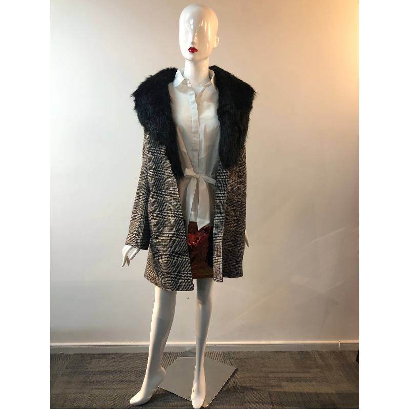 LADIES 'PLAID WOOL COAT RLWW0001