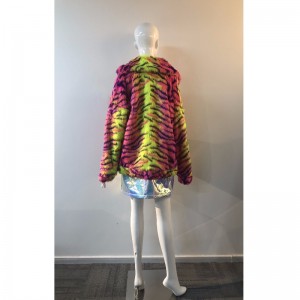 DAMEN FARBIGER STREIFENFELLMANTEL RLWF0019