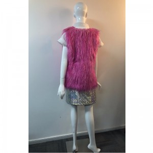 DAMEN MAGENTA SHAGGY GILET RLWF0023