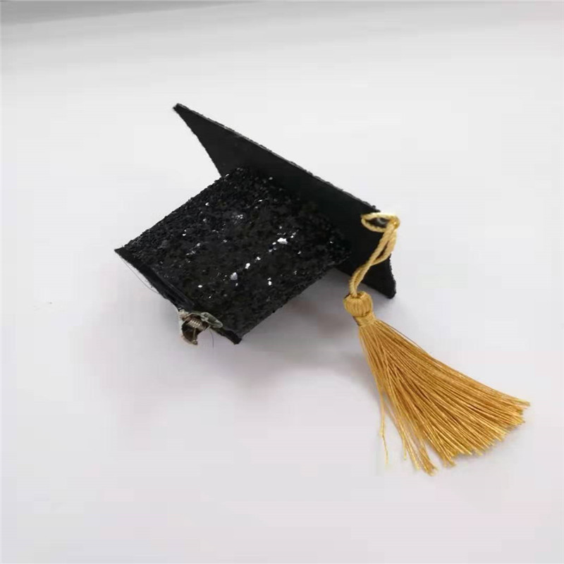Schwarzweiss-Abschluss-Hut mit Quaste Glitter für Party