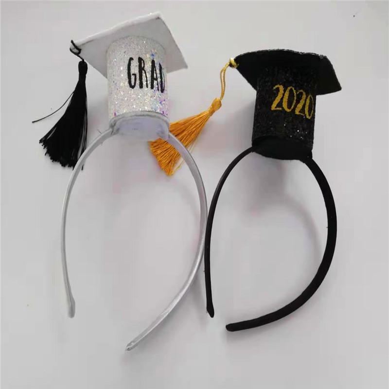 Weiße Absolvent-Kappe mit Unterschieds-FarbGlitter-Abschluss-Party-Hut