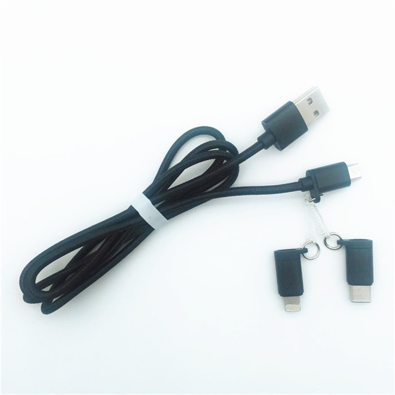 KPS-1002CB 3in1 Hochwertiges 1M 2a OD3.5MM Nylon geflochtenes USB-Ladekabel