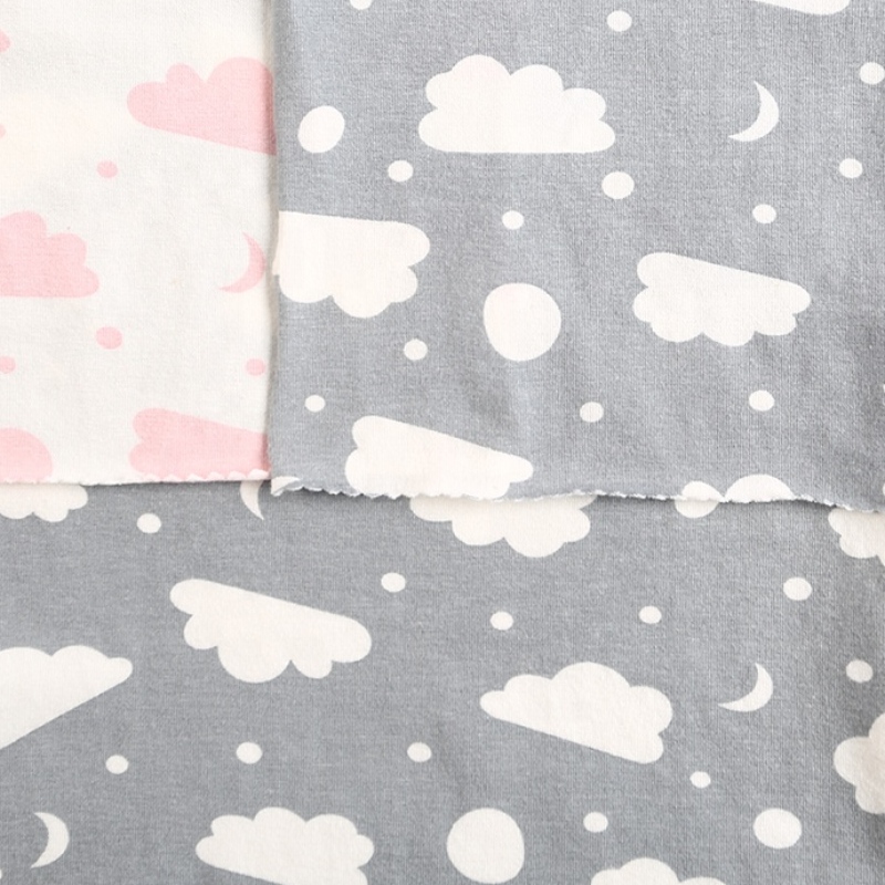 Single Jersey Cloud Print 100% gekämmte Baumwolle Jersey Strick Sweat Anzug Baby Kleidung Stoff