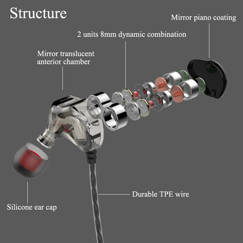 Fashion Design Dual Driver Earhook Stereo-Kopfhörer mit Kabel