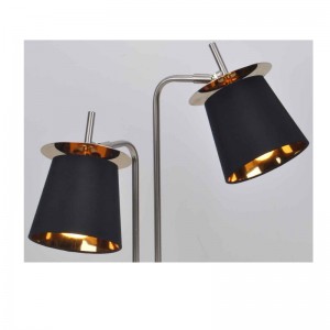 Tischlampe mit Stoffschirm und Dekoblatt