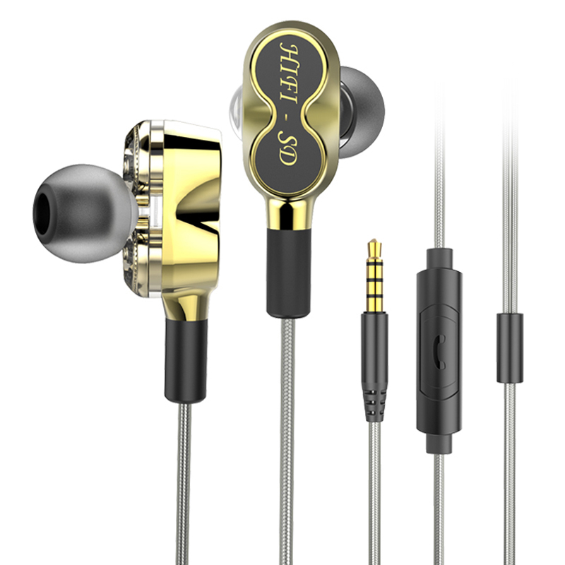 Hochwertige Dual Driver Deep Bass Stereo In-Ear-HiFi-Ohrhörer mit Kabel