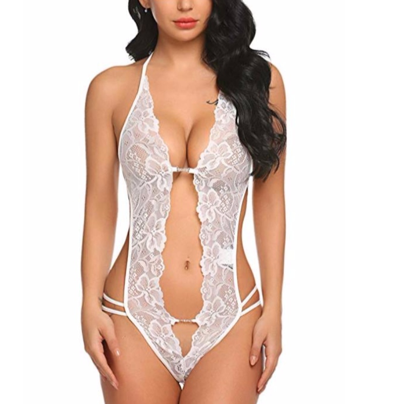 Sexy Frauen Deep V Teddies Dessous Spitze Babydoll Mini Body in Weiß Rot Grün Rose-Team