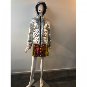DAMEN SILBER METALLIC PUFFER COAT RLWPC0049