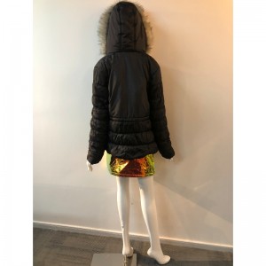 SCHWARZER HOODED COAT RLWPC0060 DER DAMEN