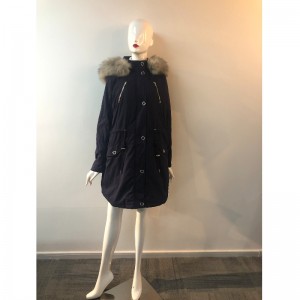 SCHWARZER HOODED MANTEL DER DAMEN RLWPC0076