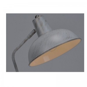 Tischleuchte mit Einstellfunktion für den Metallschirm und weiß gebürstetem Gold